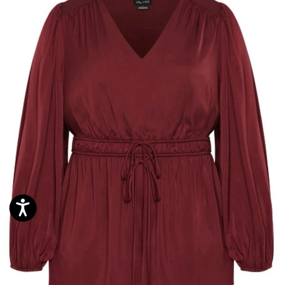 City Chic Blouse - Plus Size 16 - New with Tags - Burgundy - Long Sleeves